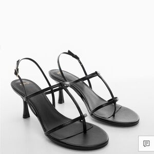 NWT Mango Heeled leather sandals with straps